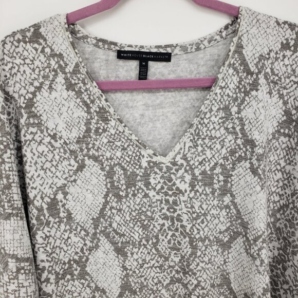 3/$25 White House Black Market Snake Skin Print Top M Relaxed Dolman Long Sleeve - Picture 8 of 9